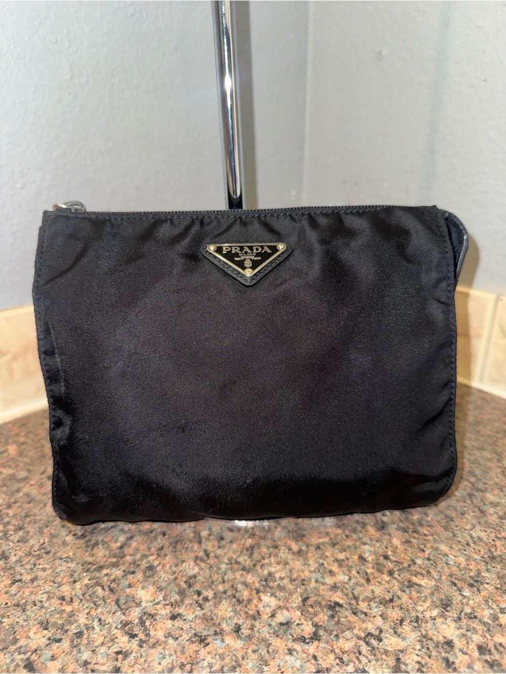 Prada vintage Black Tessuto Nylon Cosmetic Pouch/Clutch ✅authentic✅